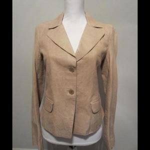 EMPORIO ARMANI TAN CROCODILE EMBOSSED LEATHER JACKET SIZE 8